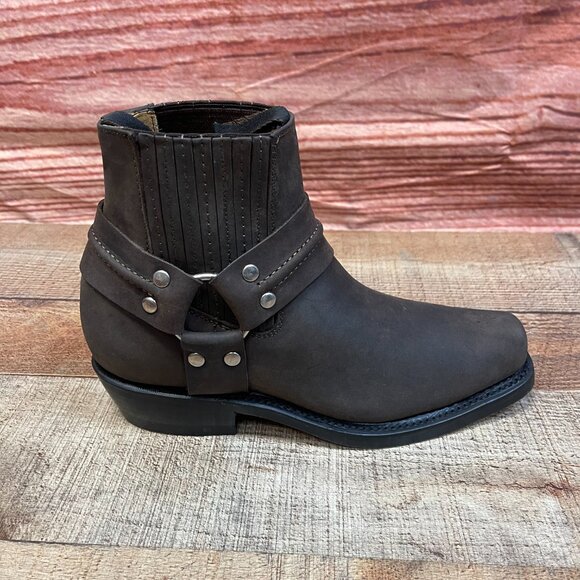 Men's Genuine Leather Biker Brown Ankle Boots Handmade in Mexico Half Boots - Picture 4 of 7